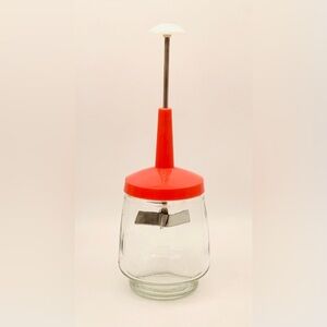 Retro Federal Housewares Orange Nut Chopper Push Top Vegetables Nuts Glass